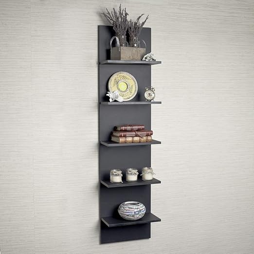 5 Tier Shelves for Wall, Vertical Column Wall Decor Mount Floating Shelves for Bedrooms, Living Rooms, Natural Finish Wall Shelf