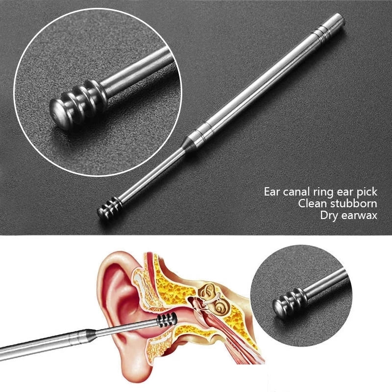 6pcs/set Ear Cleaner Wax Removal Stainless Steel Ear Wax Pickers Ear Cleaning Tools Spoon Earwax Remover Beauty Health Earpick