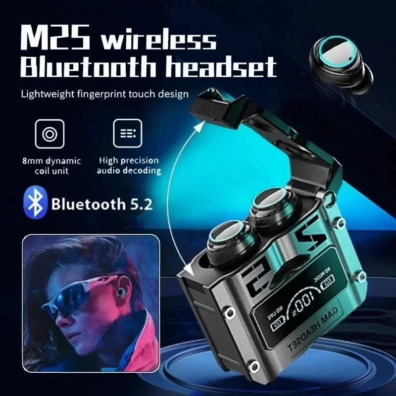 M25 TWS Bluetooth Gaming Earphone Touch Control Wireless Headphone Noise Reduction Stereo Waterproof Earbuds
